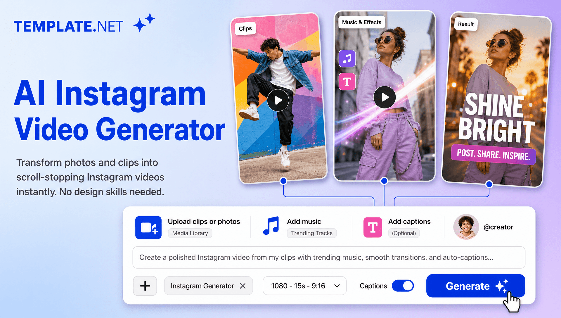 AI Instagram Video Generator – Create Viral Short Form Videos for Instagram.